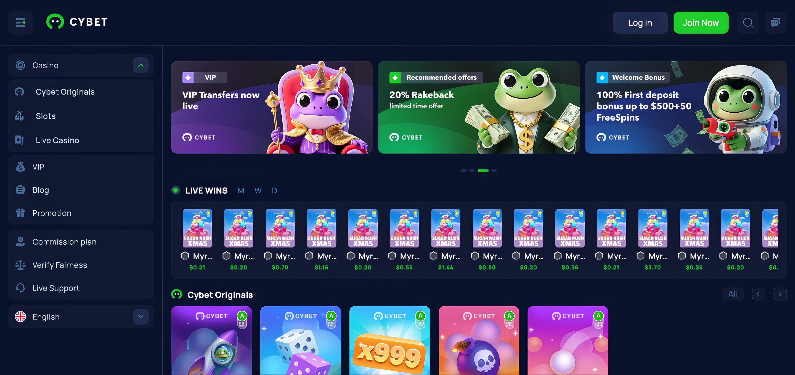 Cybet Casino desktop screenshot 1